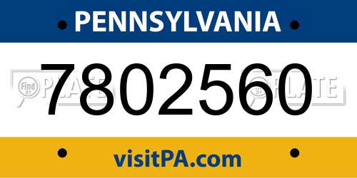 7802560 Pennsylvania License Plate