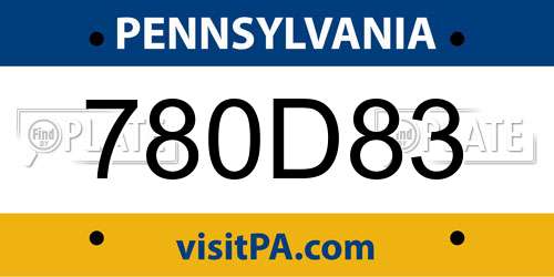 780D83 Pennsylvania License Plate