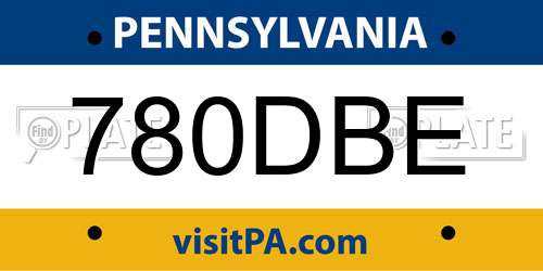 780DBE Pennsylvania License Plate