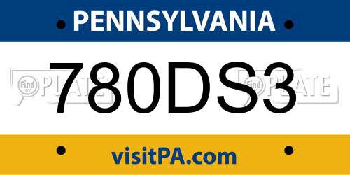 780DS3 Pennsylvania License Plate