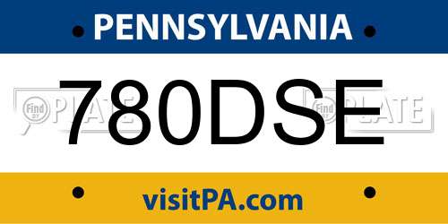 780DSE Pennsylvania License Plate