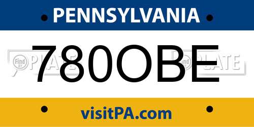 780OBE Pennsylvania License Plate