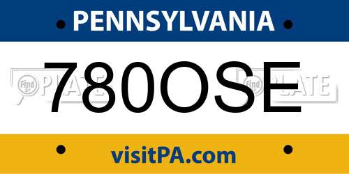 780OSE Pennsylvania License Plate