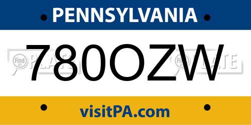 780OZW Pennsylvania License Plate