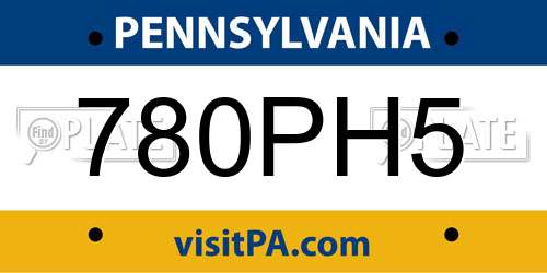 780PH5 Pennsylvania License Plate