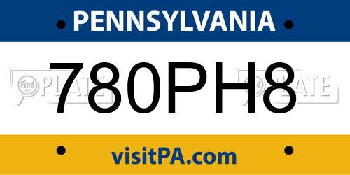 780PH8 Pennsylvania License Plate