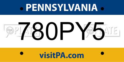 780PY5 Pennsylvania License Plate