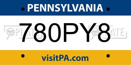 780PY8 Pennsylvania License Plate