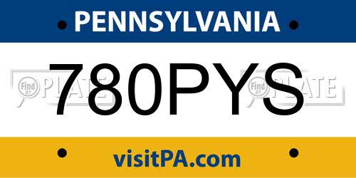 780PYS Pennsylvania License Plate