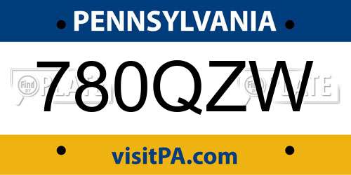 780QZW Pennsylvania License Plate