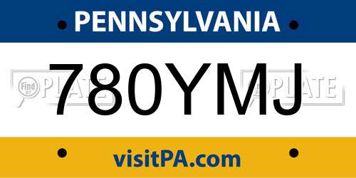780YMJ Pennsylvania License Plate