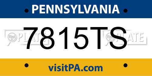 7815TS Pennsylvania License Plate