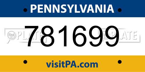 781699 Pennsylvania License Plate