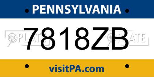 7818ZB Pennsylvania License Plate
