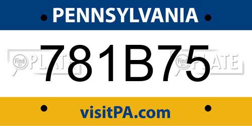 781B75 Pennsylvania License Plate