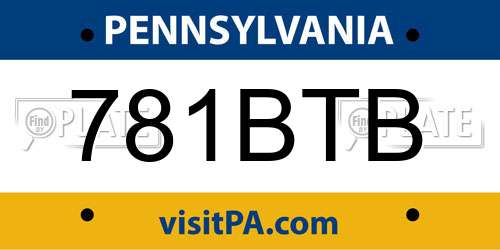 781BTB Pennsylvania License Plate