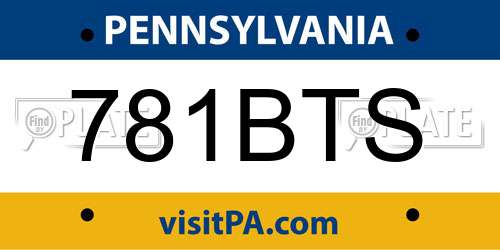 781BTS Pennsylvania License Plate