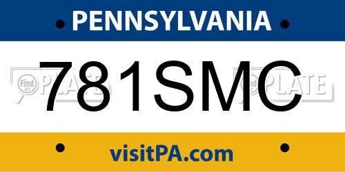 781SMC Pennsylvania License Plate