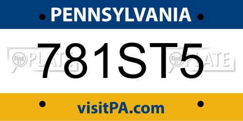 781ST5 Pennsylvania License Plate