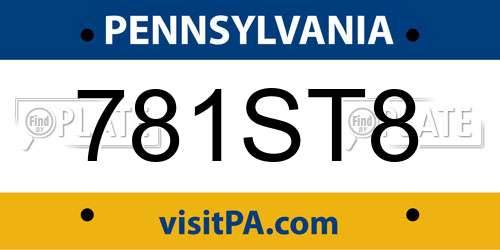781ST8 Pennsylvania License Plate