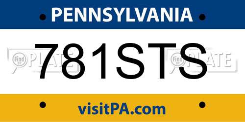781STS Pennsylvania License Plate