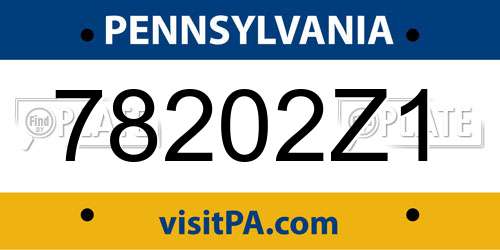 78202Z1 Pennsylvania License Plate