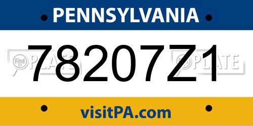 78207Z1 Pennsylvania License Plate
