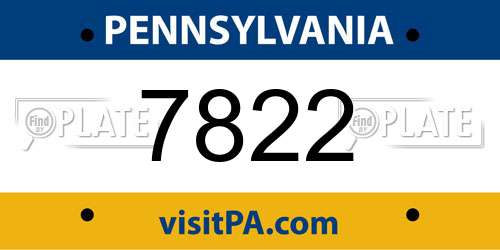 7822 Pennsylvania License Plate