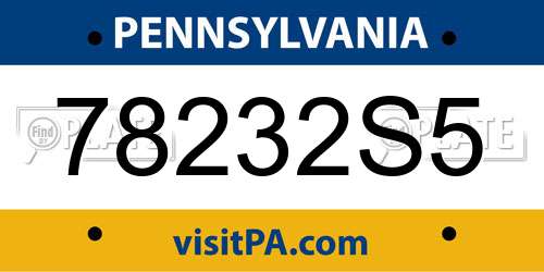 78232S5 Pennsylvania License Plate