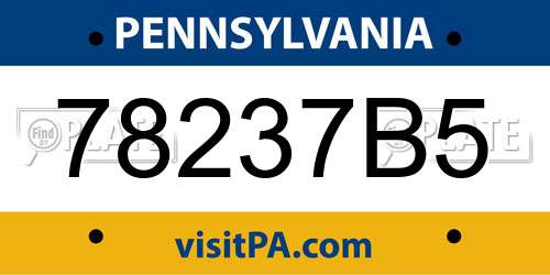 78237B5 Pennsylvania License Plate