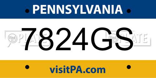 7824GS Pennsylvania License Plate