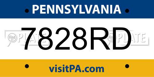 7828RD Pennsylvania License Plate