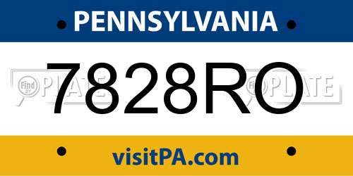7828RO Pennsylvania License Plate