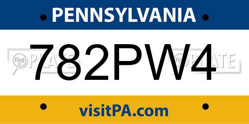 782PW4 Pennsylvania License Plate