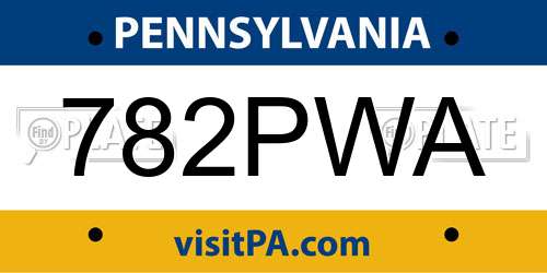 782PWA Pennsylvania License Plate