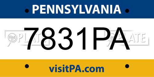 7831PA Pennsylvania License Plate