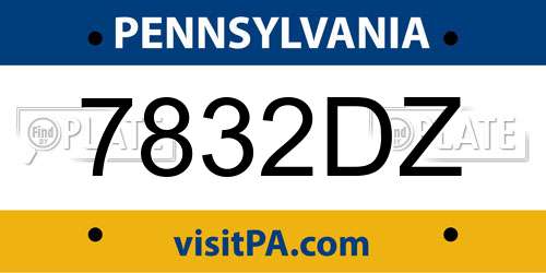 7832DZ Pennsylvania License Plate