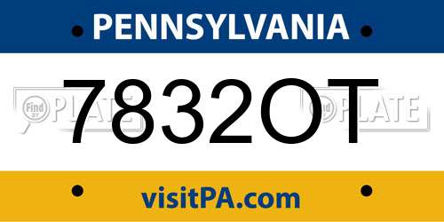 7832OT Pennsylvania License Plate