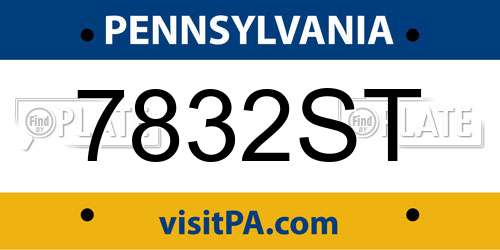 7832ST Pennsylvania License Plate