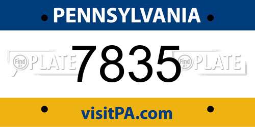 7835 Pennsylvania License Plate