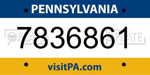 7836861 Pennsylvania License Plate