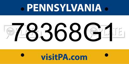 78368G1 Pennsylvania License Plate
