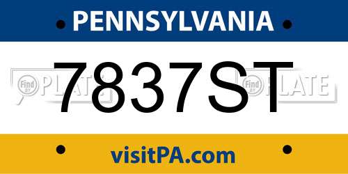 7837ST Pennsylvania License Plate