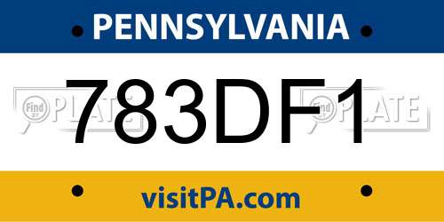 783DF1 Pennsylvania License Plate