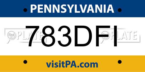 783DFI Pennsylvania License Plate