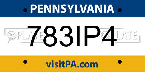 783IP4 Pennsylvania License Plate