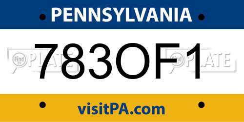 783OF1 Pennsylvania License Plate