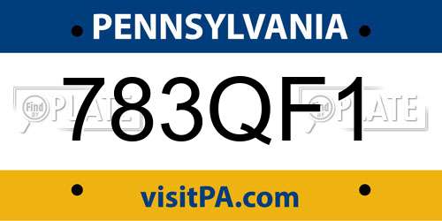 783QF1 Pennsylvania License Plate