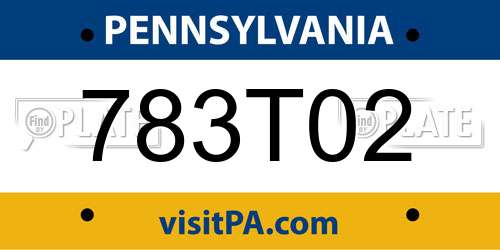 783T02 Pennsylvania License Plate