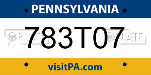 783T07 Pennsylvania License Plate